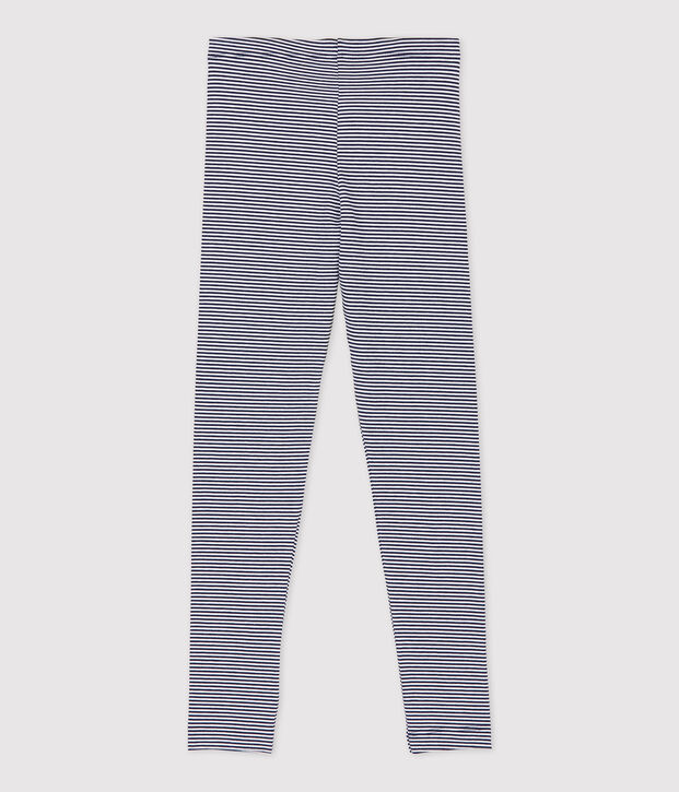 Kinder-Leggings aus Jersey-Elasthan f&uuml;r M&auml;dchen blau/weiss
